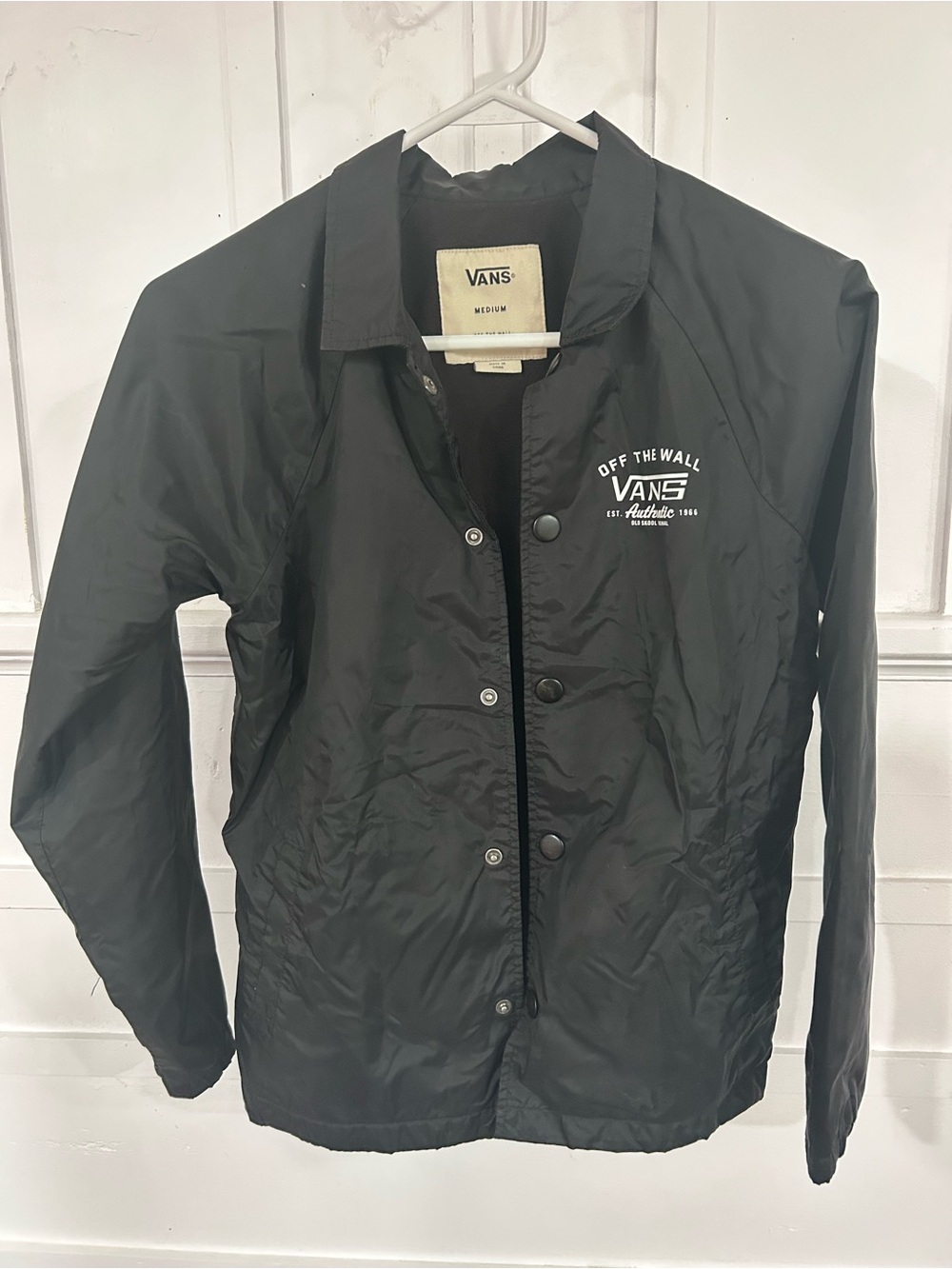 Vans Black Coach Jacket with White Logo